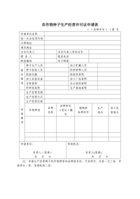 农作物种子进出口生产经营许可证核发